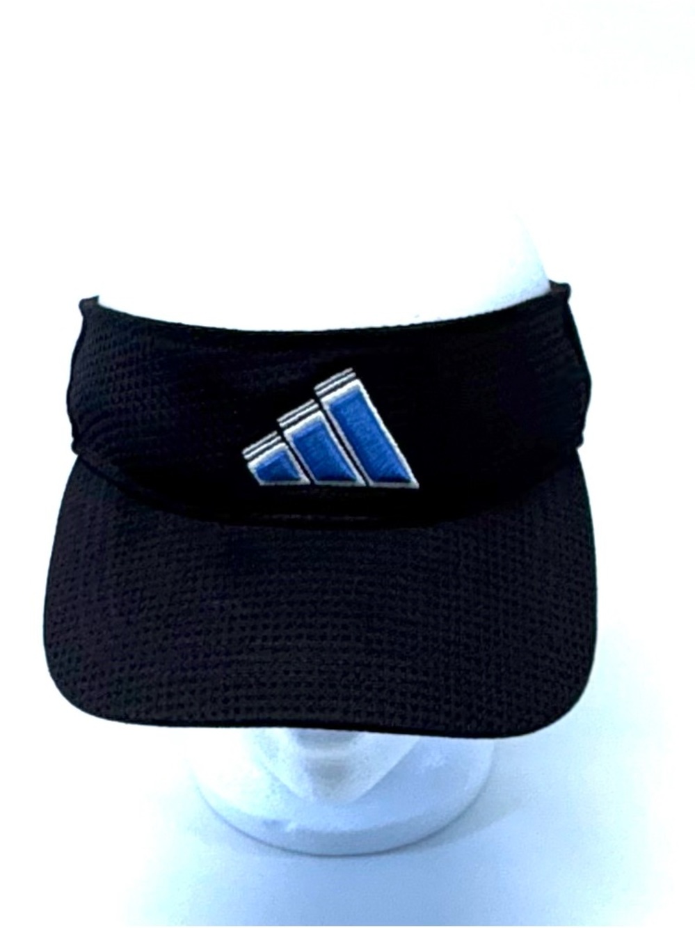 Vintage Adidas Climacool Mesh Golf Running Visor Black Blue 3-Bar Logo OSFM